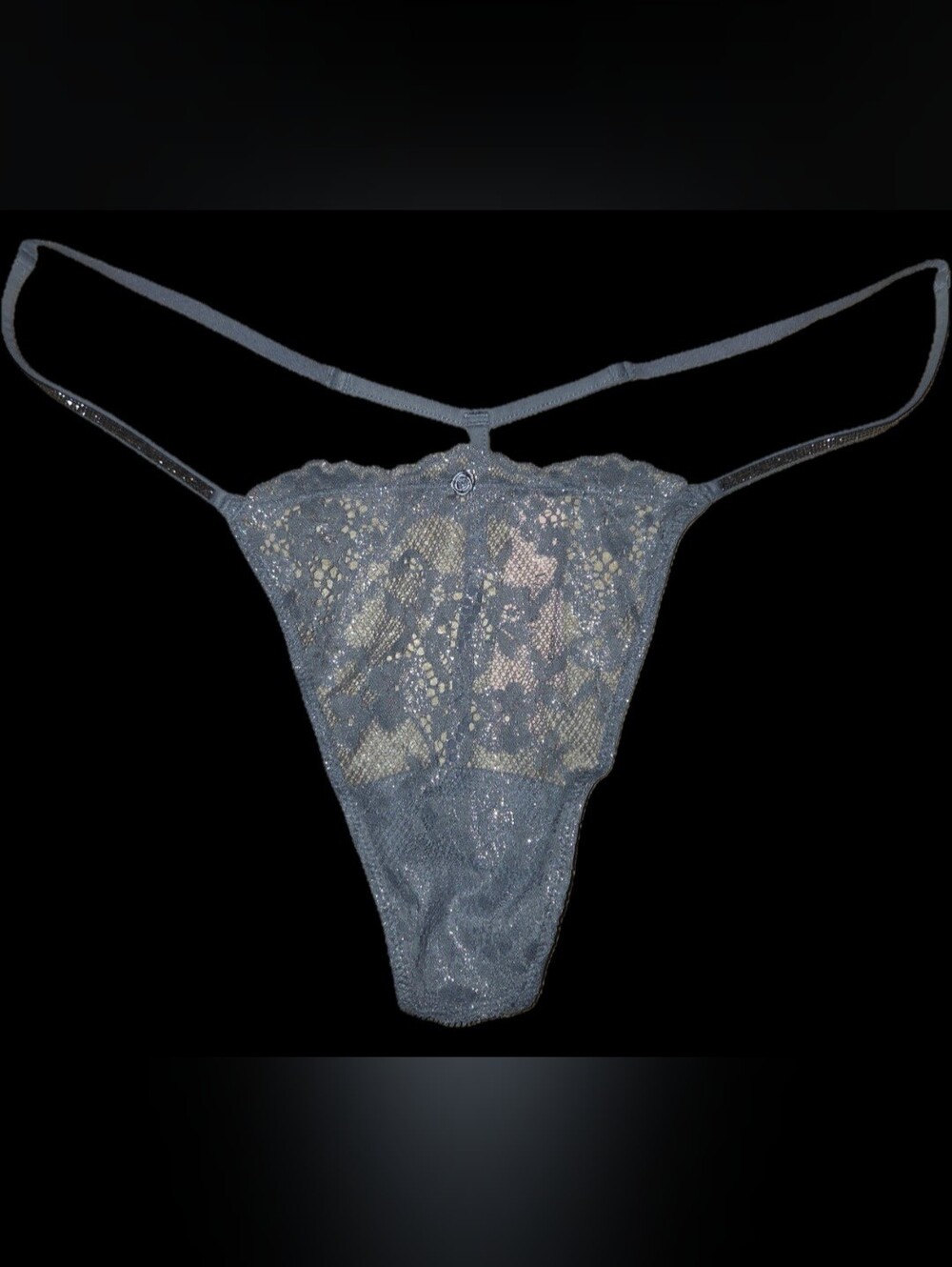 Victoria's Secret Dream Angels Shine Strap Bling Shimmery Blue/Gray V-String XXL